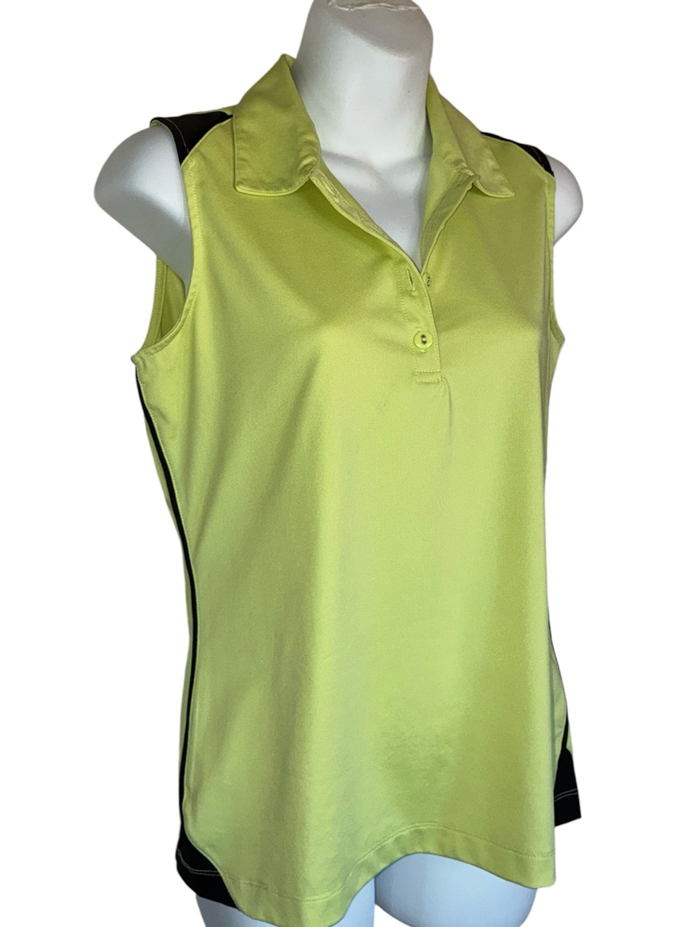 EP Pro golf shirt women S, neon green, Black Shoulder Accents, Sleeveless euc